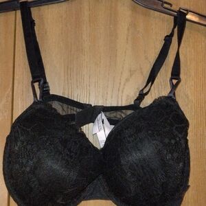 Victoria's Secret Black Demi  Bra with Lace Accents - 38D